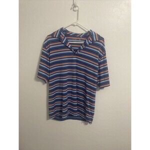 Walter Hagen Mens’ Clean Polo Shirt Organic Cotton Blue Orange Stripe M (E)